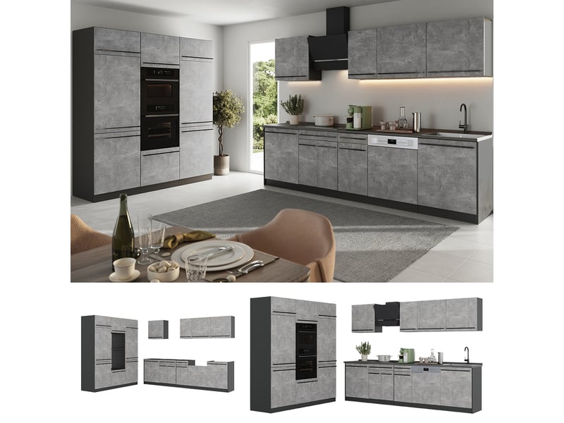 Vicco cuisine, bétonanthracite, 180cm sans plan de travail - Conforama D