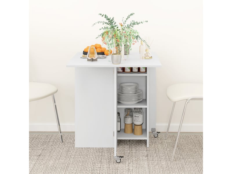 Table de salle à manger pour 2 à 4 personnes avec 1 tiroir, 2 niches et rabats pliants pour cuisine et salle à manger - Conforama C