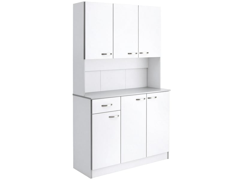  Buffet de rangement - buffet de cuisine au design moderne, offrant un grand espace de rangement, 6 portes, gris, blanc  - Conforama R