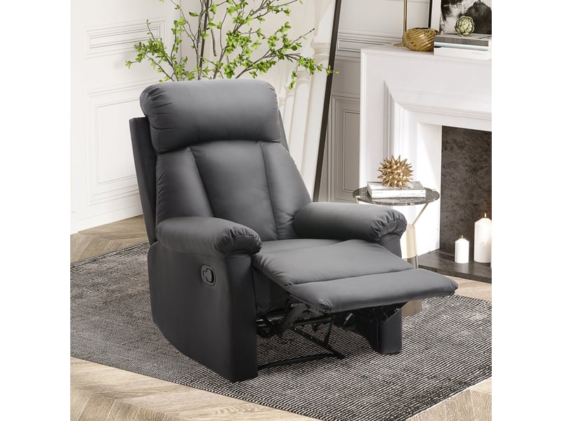  Fauteuil relax - fauteuil tv inclinable avec fonction d'inclinaison, réglable manuellement, fauteuil lounge en similicuir, noir  - Conforama C