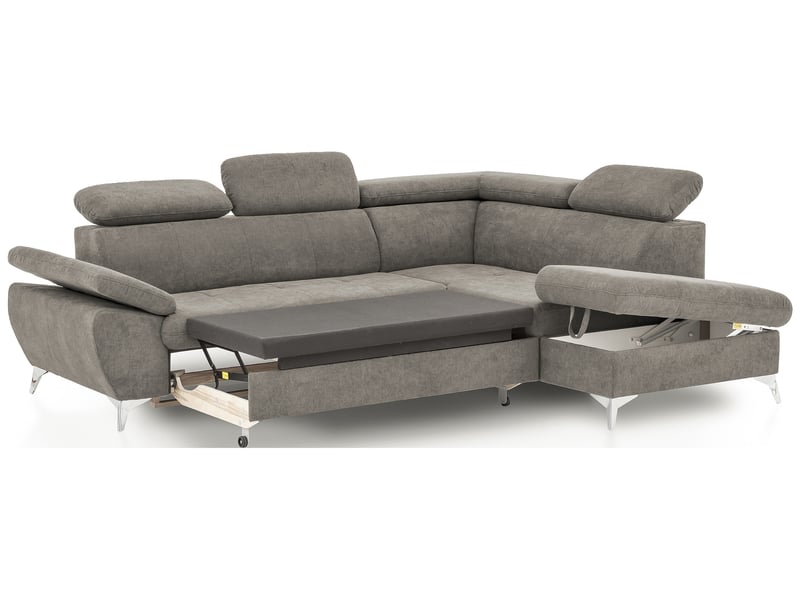 Canapé d'angle droit convertible 4 places en tissu ALLY 2 coloris sable - Conforama D