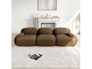 Canapé modulable 3 places en velours côtelé, marron, 298 x 103 x 70 cm