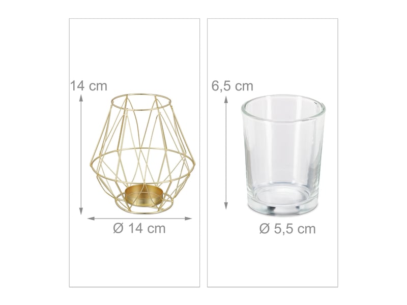  Bougeoir moderne géométrique élégant 14 x 14 cm idéal pour ambiance cosy en métal doré 13_0011570  - Conforama B