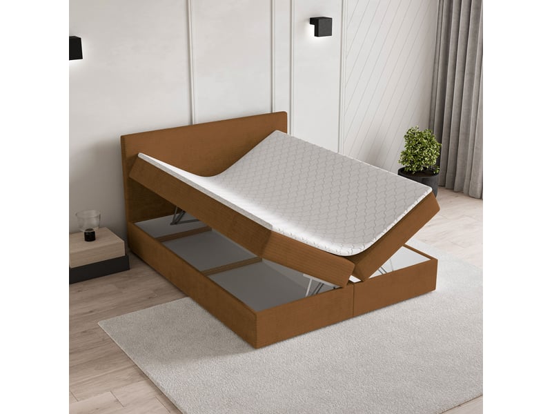  Boxspring nira 200x200 cm, lit complet avec matelas, cuivré  - Conforama C