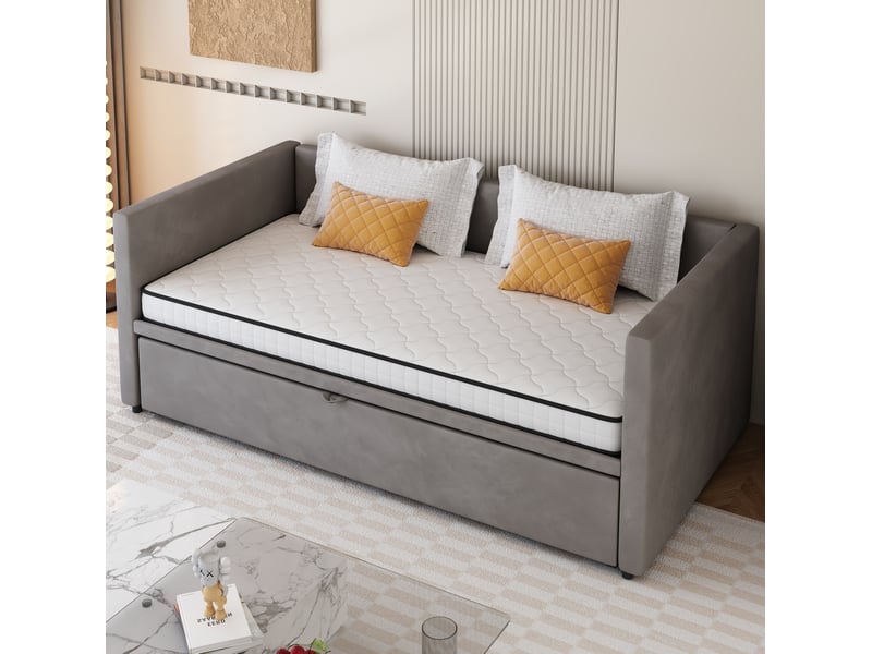  Matelas à ressorts ergonomique h3 avec soutien lombaire pour lit et canapé-lit en tissu et métal blanc 90 × 200 cm  - Conforama C
