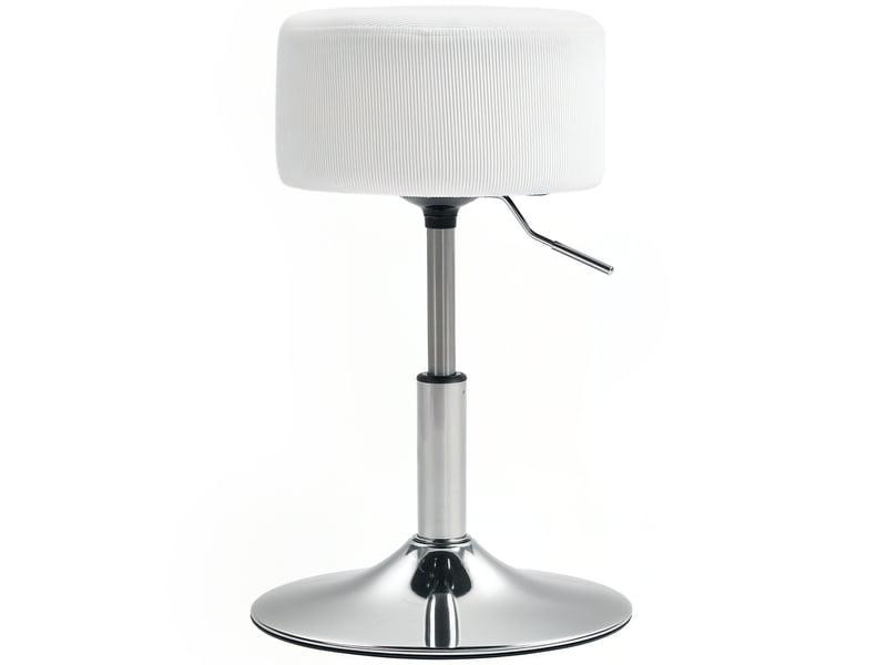  Tabouret de cuisine réglable en hauteur 52-66 cm, revêtu de velours, pivotant à 360°, blanc  - Conforama A