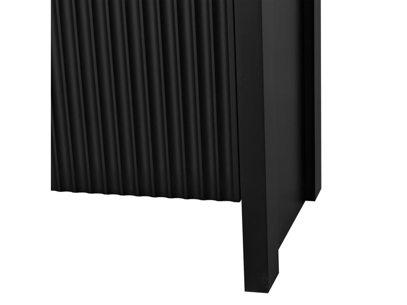 Buffet bas 140 x 38 x 80 cm avec poignées dorées, 4 portes et tablettes réglables, en panneau de particules, noir - Conforama R
