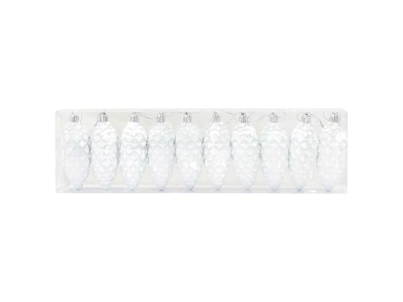  Boule de pomme de pin de noël 40 pcs blanc 4 x 9 cm plastique  - Conforama C