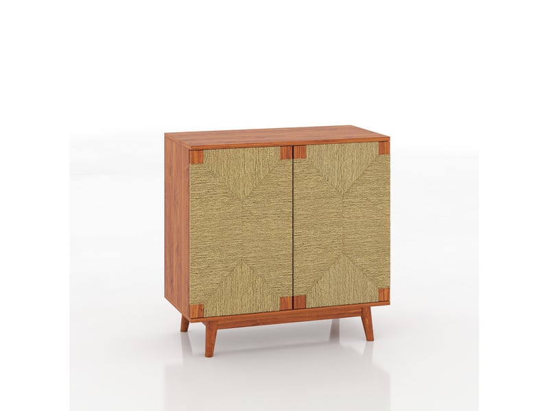  Buffet 2 portes buffet de rangement 79x39.5x78 cm marron style boho  - Conforama A