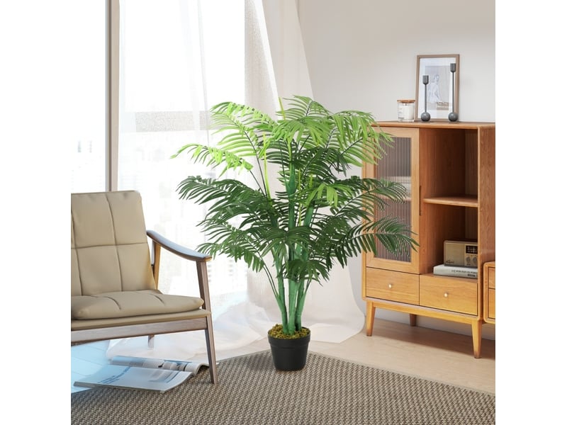  Palmier artificiel 16x125 cm 18 palmes en pot vert  - Conforama C