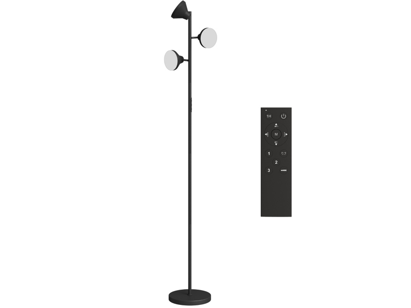  Lampadaire dimmable avec lampe de lecture rgb 25x170 cm 3 têtes orientables plastique noir  - Conforama A