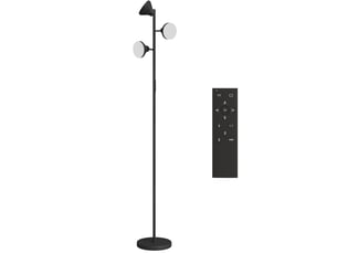 Lampadaire dimmable avec lampe de lecture rgb 25x170 cm 3 têtes orientables plastique noir