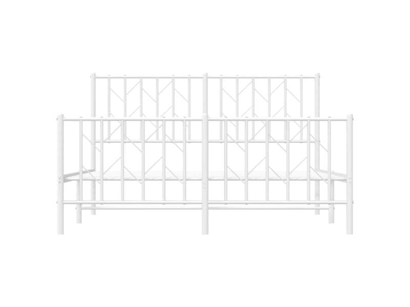  Lit double- lit adulte -  cadre de lit métal sans matelas et pied de lit blanc 135x190 cm  - Conforama D