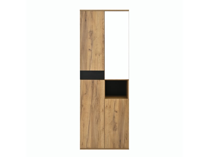  Armoire haute 4 portes avec miroir et niche, noir et naturel, 65 x 35 x 190 cm N657P32656061N - Conforama A