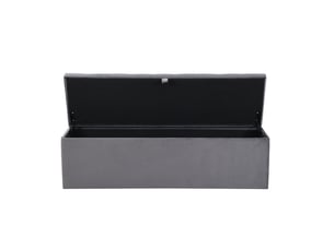 Banc coffre tcqpz en velours gris 138 x 41 x 42 cm avec rangement