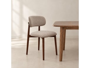 Lot de 4 chaises en bois de chêne noyer rembourrées en beige