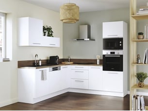 Cuisine sur mesure en kit <strong>Nougat</strong> Blanc mat fabriquée en France
