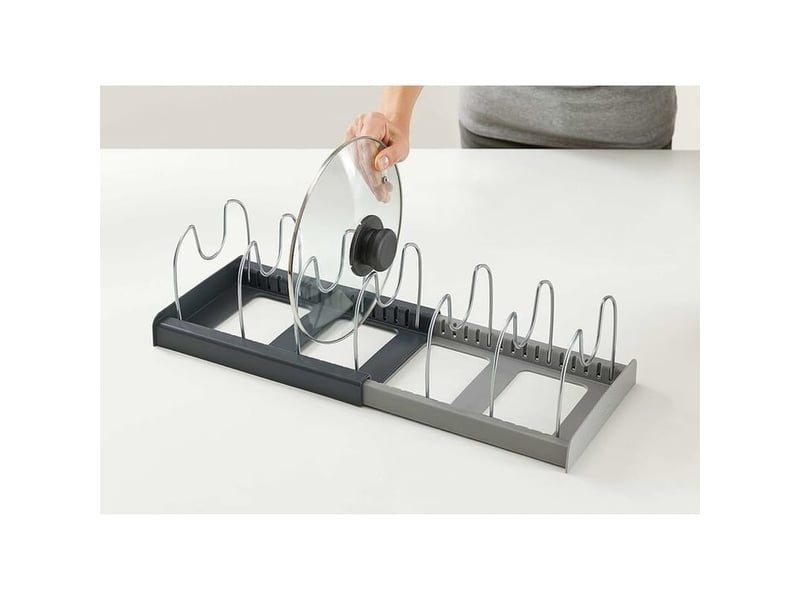  Porte-casseroles - porte-casseroles support en rangement cuisine - avec 7 compartiments réglables parfaite - pour les ustensiles de cuisines poêles - grey silver  - Conforama D
