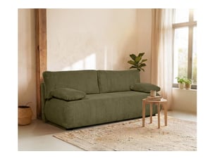 Canapé droit convertible LOUNGITUDE VELUTO 3 places Velours côtelé vert avec coffre de rangement