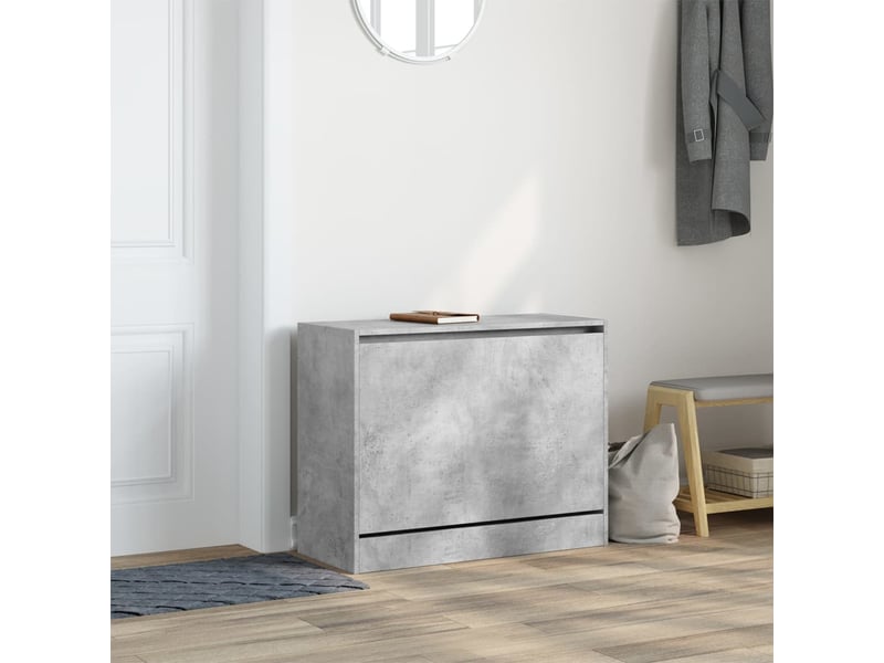  Meuble à chaussure, armoire à chaussures gris béton 80x34x63 cm bois d'ingénierie  - Conforama C