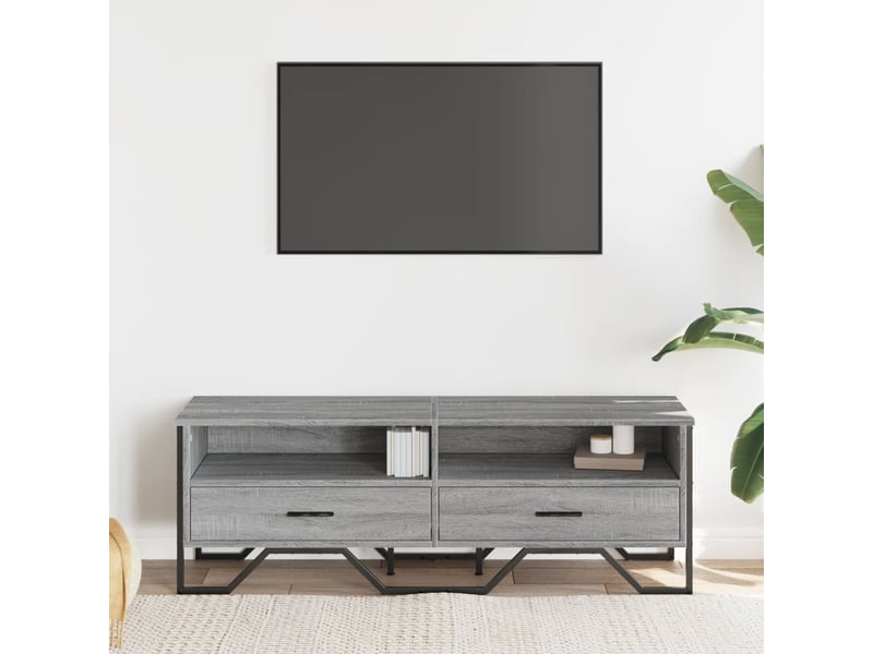  Meuble tv - banc tv - meuble de rangement sonoma gris 122x34x41 cm bois d'ingénierie  - Conforama C