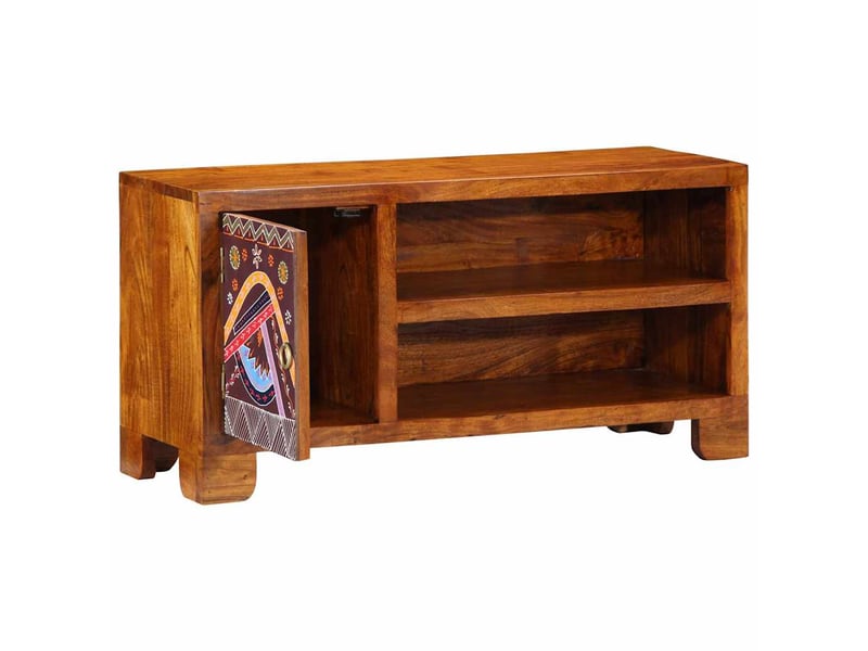  Meuble tv - banc tv - meuble de rangement multicolore 90x30x45 bois massif d'acacia  - Conforama D