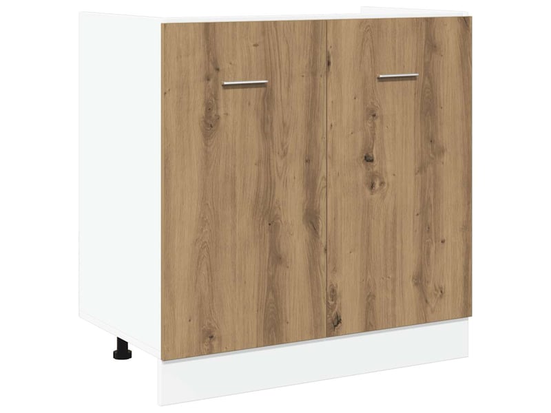  Meuble sous évier plan travail non inclus chêne artisanal 80x46x81.5cm bois d'ingénierie  - Conforama A