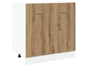 Meuble sous évier plan travail non inclus chêne artisanal 80x46x81.5cm bois d'ingénierie