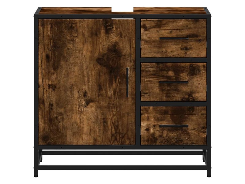  Armoire de lavabo de salle de bain, cabinet de salle de bain chêne fumé 65x33x60 cm cf65578  - Conforama E