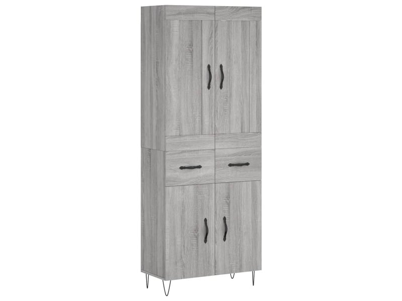 Buffet haut - bahut - meuble de rangement sonoma gris 69,5x34x180 cm bois d'ingénierie - Conforama A