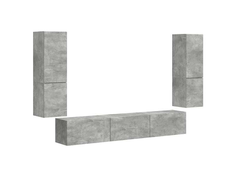  Ensemble meuble tv - banc tv - meuble de rangement 4 pcs gris béton bois d'ingénierie  - Conforama A