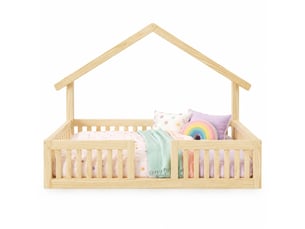 Lit cabane 90x200 cm <strong>WISHDOR</strong>  <strong></strong> coloris naturel