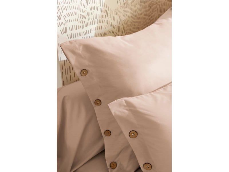  Housse de couette 240 x 220 cm + 2 taies 65 x 65 cm 100% percale de coton 120 fils perrine blush  - Conforama D