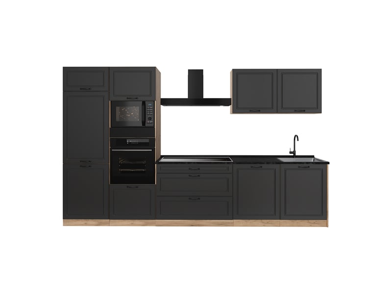 Vicco cuisine, anthracite campagnechêne doré, 340cm plan de travail anthracite - Conforama A