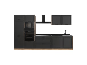 Vicco cuisine, anthracite campagnechêne doré, 340cm plan de travail anthracite