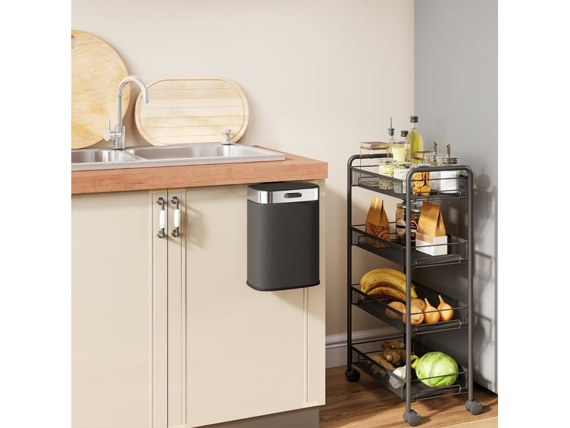 Poubelle de cuisine 5 l 21,5 × 19,5 × 30 cm inox noir - Conforama B