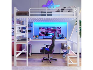 Lit mezzanine 140x200 cm <strong>MERAX</strong> <strong>lit enfant blanc</strong> coloris blanc
