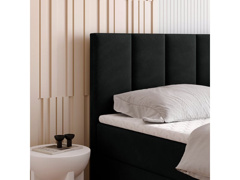 Boxspring meril 200x200 cm, lit complet avec matelas, noir - Conforama D