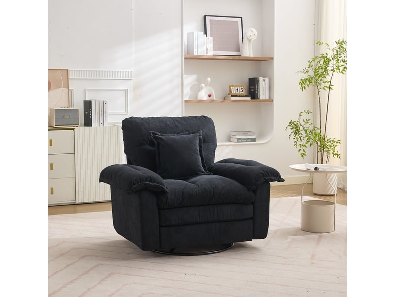 Fauteuil pivotant en chenille noir 360° avec coussin de soutien - Conforama D