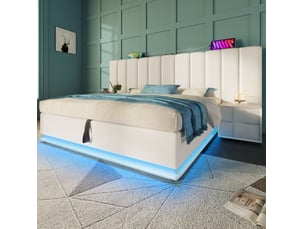 Lit coffre 180x200 cm VIVRYN   coloris blanc