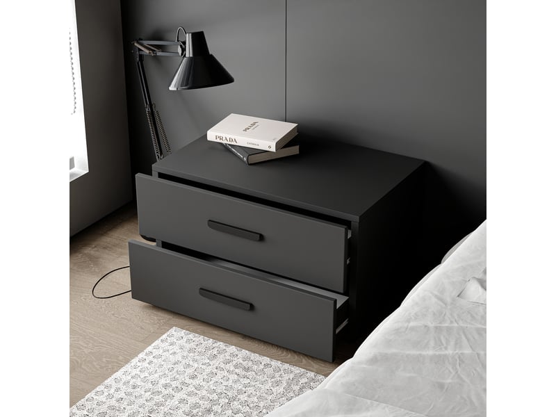  Table de chevet clasi - avec 2 tiroirs - moderne - 74x52x35 cm - noir CLASI - Conforama C