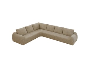 Canapé d'angle 6 places en mousse haute élasticité, sans montage, en tissu chenille kaki