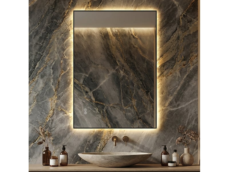  Miroir de salle de bains led 50x70 cm argenté avec antibuée et variateur  - Conforama D