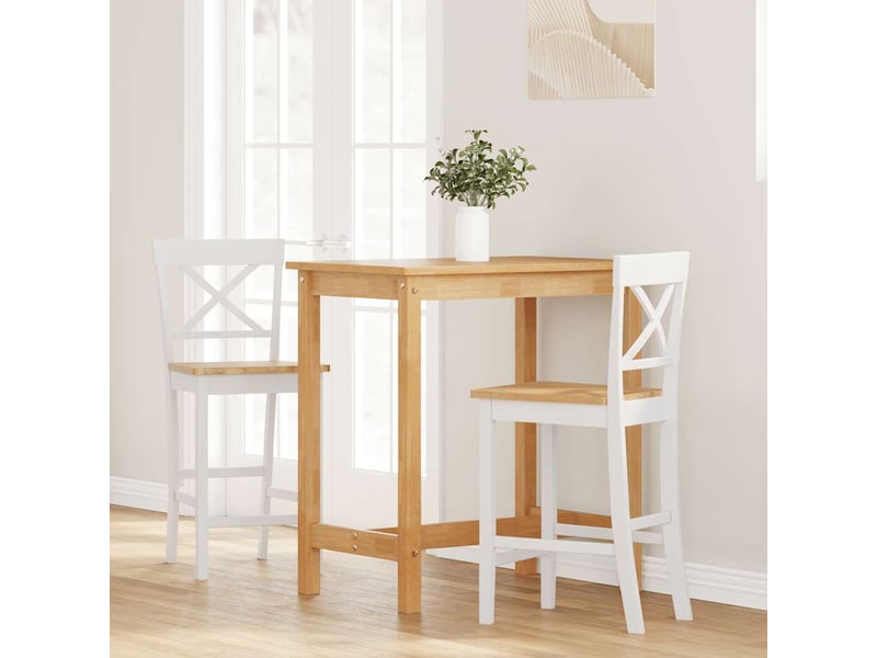  Lot de 2 tabouret de bar, chaise de bar en bois massif blanc et caoutchouc shl62190  - Conforama C