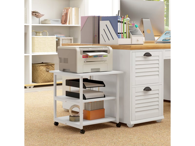  Support d'imprimante desserte de rangement 3 niveaux étagères mobile sur 50l x 50l x 52,5h cm roulettes  - Conforama D