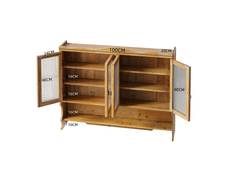  Armoire murale 4 portes avec crochets et étagères amovibles, pour cuisine ou salle de bain, 100 × 20 × 80 cm  - Conforama E