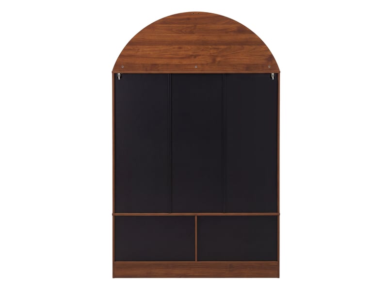  Buffet haut 110 x 40 x 185 cm avec 3 portes vitrées, 4 tiroirs et niche ouverte, décor noyer  - Conforama E
