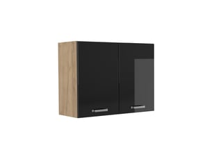 Vicco armoire en verre, noir haute brillancechêne doré, 80cm