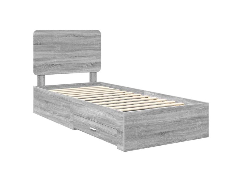  Lit simple- lit adulte -  cadre de lit gris sonoma 100 x 200 cm bois d'ingénierie  - Conforama C