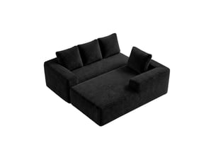 Canapé d'angle, canapé modulable, en velours tricoté, noir, assise profonde, style cloud, pour salon, version gauche, chambre